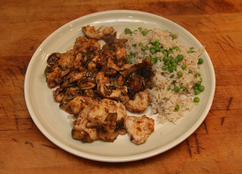 Hoisin chicken with mushrooms and walnuts