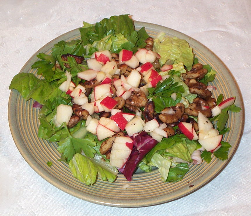 Apple and walnut salad with Somerset Camembert dressing