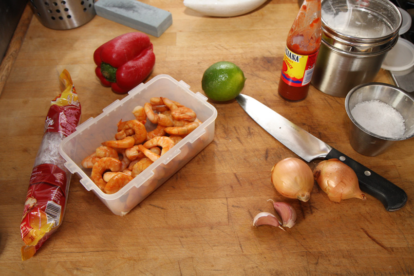 Barbecued king prawn skewers ingredients.jpg.