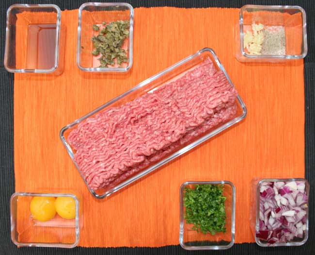 Home made beef burgers ingredients.jpg.