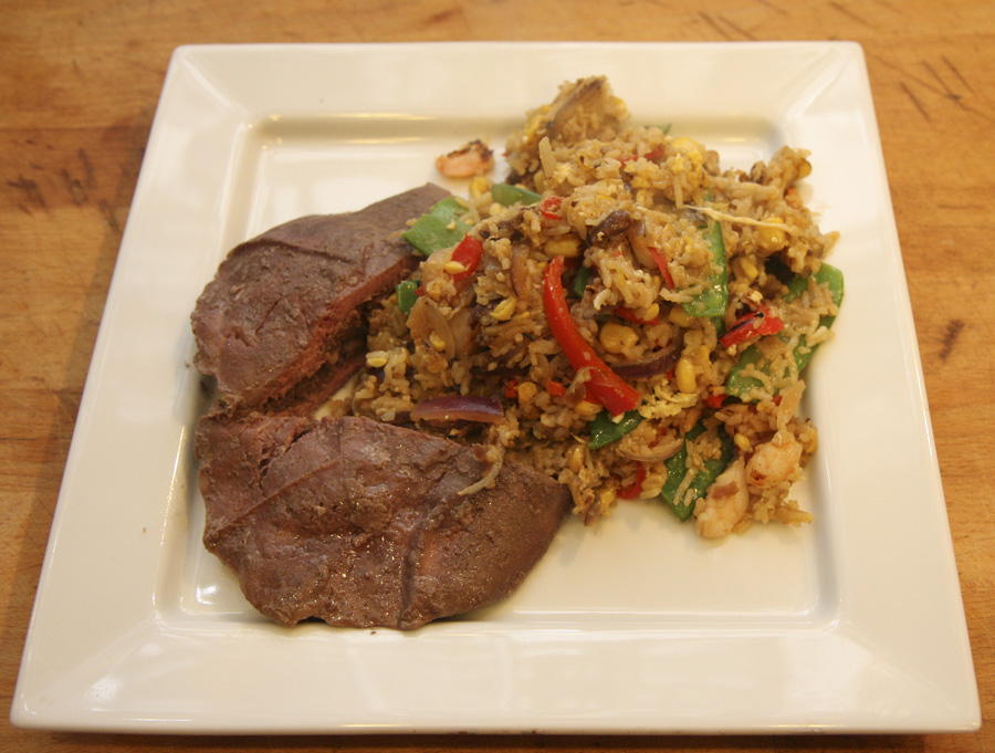 Sous vide fillet steak with chicken liver pate