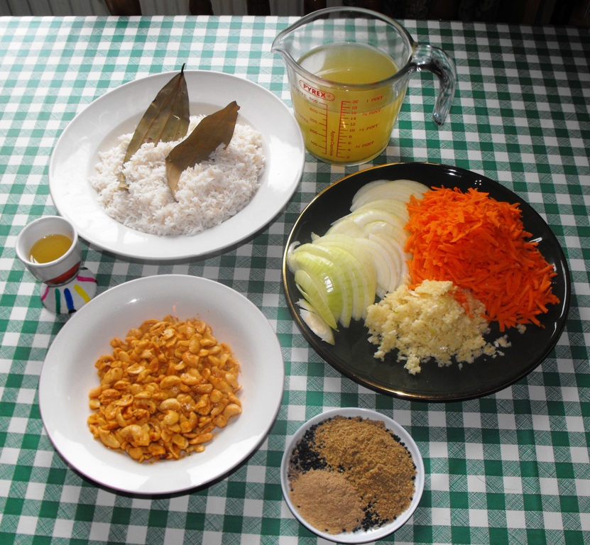 Cashew nut pilau rice ingredients.jpg.