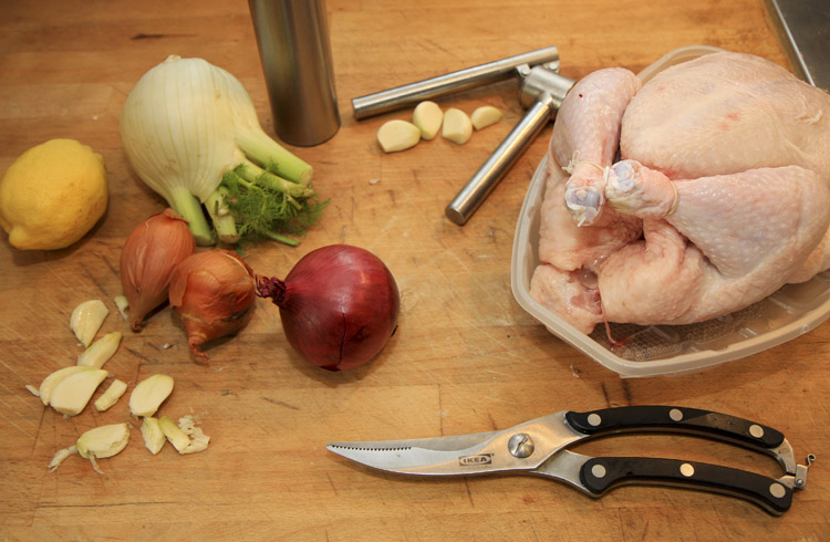 Spatchcocked chicken with fennel and onions ingredients.jpg.