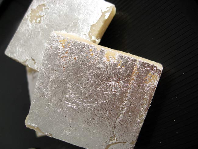 Barfi coated in varak.jpg.