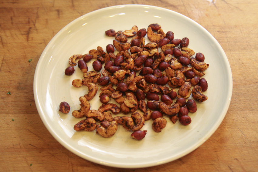 Red, hot, smoky peanuts and cashews