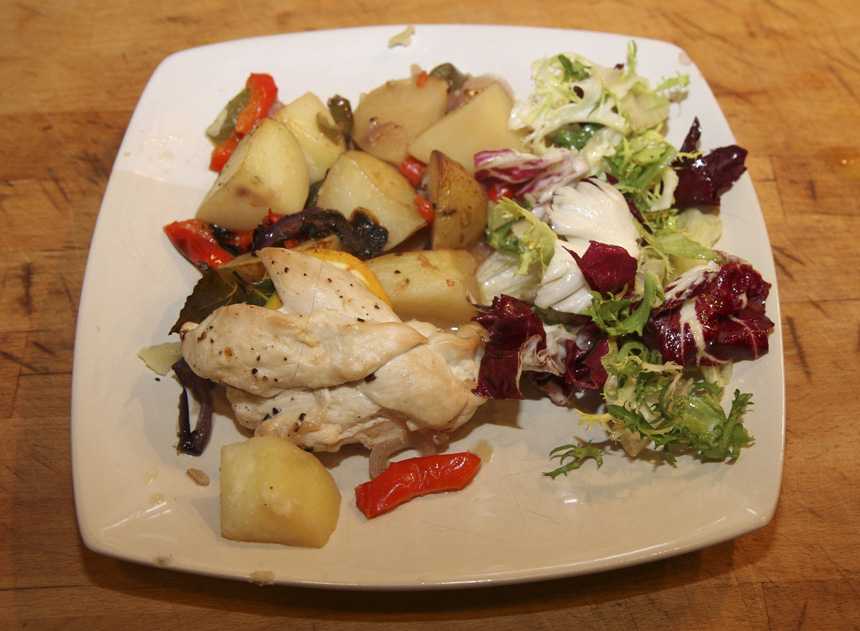 Lemon and bay leaf chicken with new potatoes British recipe
