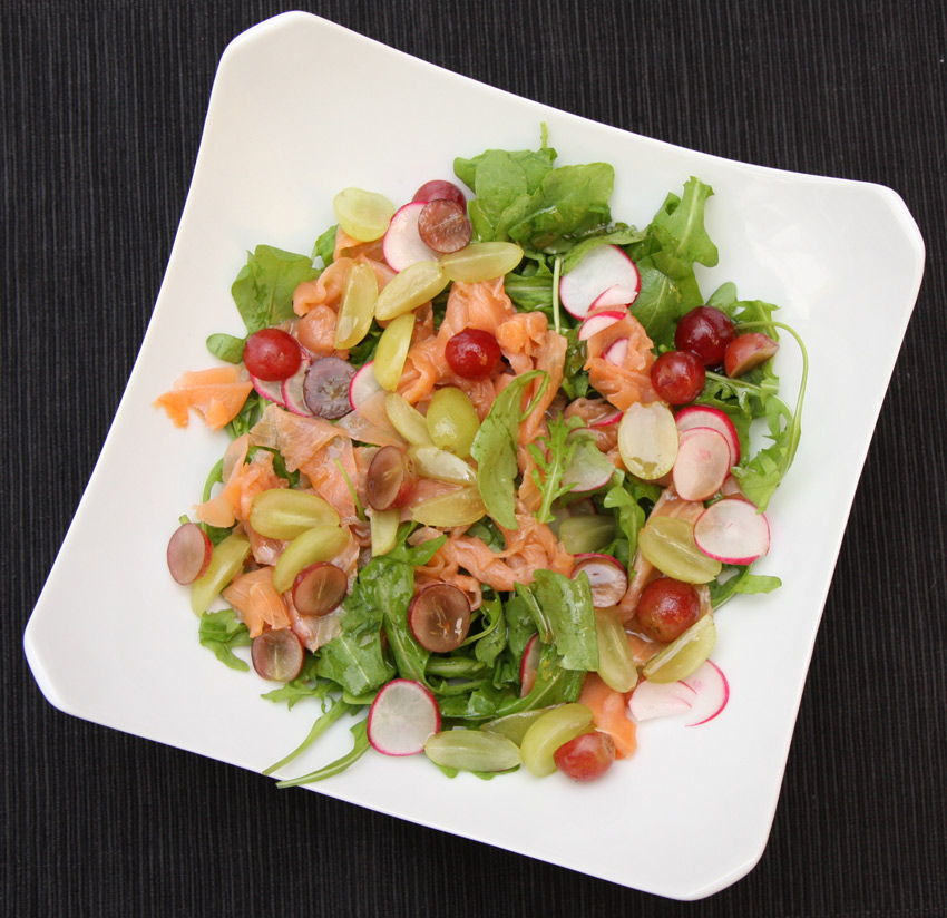 Smoked salmon and grape salad