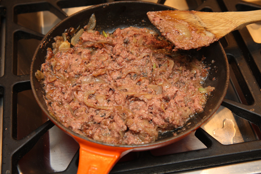 Chicken Wellington Pate, onions and garlic, ready to spread.jpg.