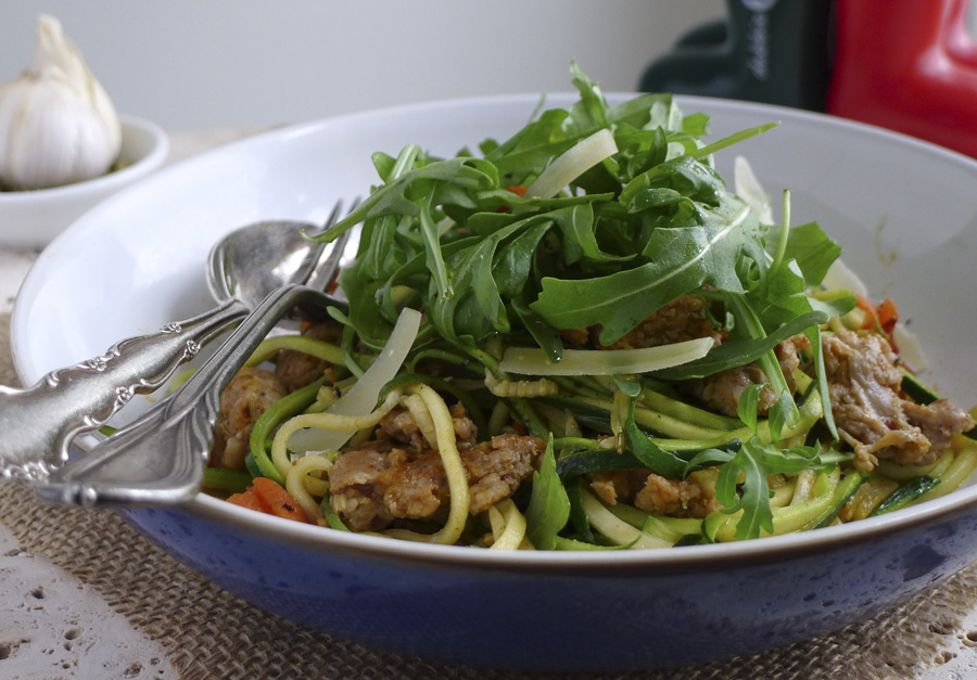 Sausage, fennel and chilli courgetti