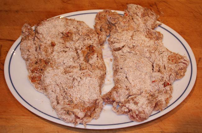 Pan fried pork fillets floured.jpg.