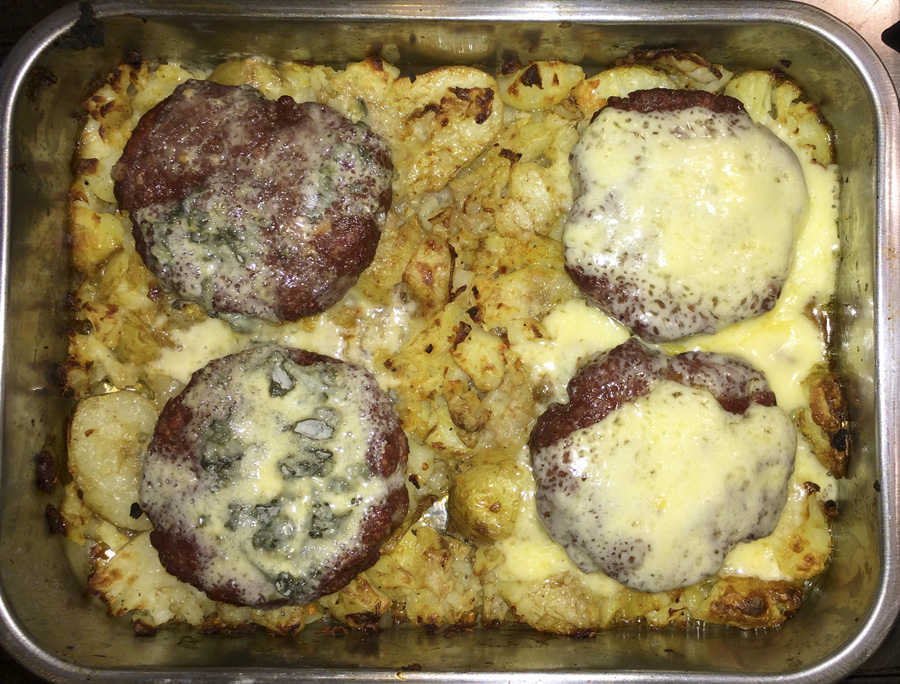 Blue cheese venison burgers bubbling.jpg. Blue cheese venison burgers bubbling.jpg.