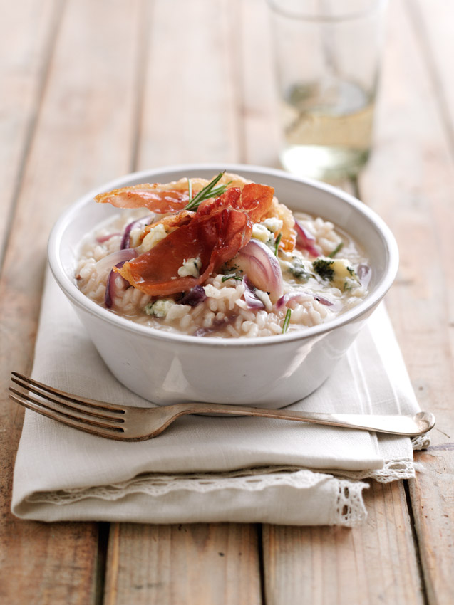 Red onion and blue cheese risotto