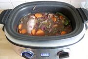 Into the slow cooker for 6 hours cooking