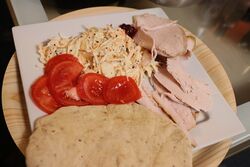 Ozzy's slaw was delicious, served with Sous-vide chili cheese turkey crown and home-made pitta bread