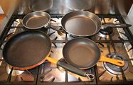 A collection of frying pans