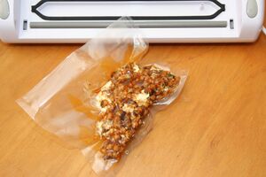 Left-overs vacuum packed and ready to freeze