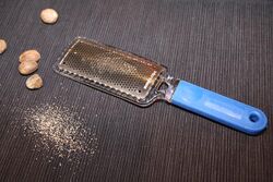 A modern laser-cut grater suitable for citrus zest, nutmeg, etc.