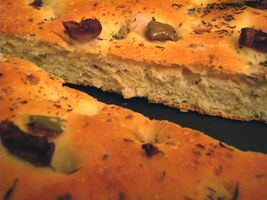 Oregano and olive focaccia