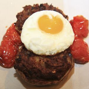 Crispy baked potatoes stuffed with corn beef hash