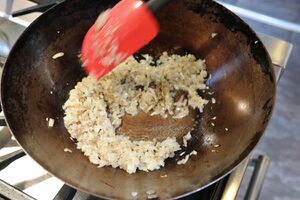 Frying off the onions and garlic