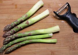 Don't waste by snapping Just speed peel the lower stems]]