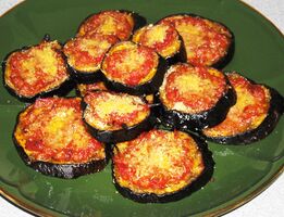 Baked aubergines with tomatoes and Parmesan