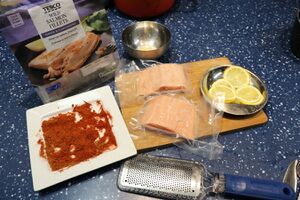 Using Tesco's frozen Wild Salmon and too much paprika