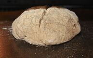 On the baking stone, ready to bake