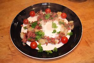 Corned beef hash with eggs