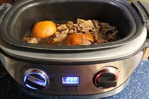 After 6 hours in the slow cooker