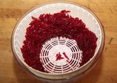 Beets grated in a food processor, drained in a salad spinner