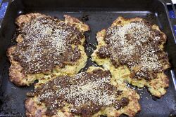 Meat added to the crispy mashed potatoes