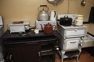 The kitchen in Churchill's underground bunker where his favourite dish would have been cooked many times.