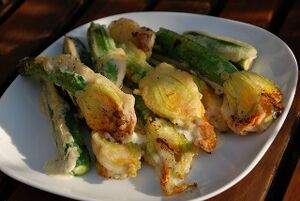 Courgette blossoms tempura