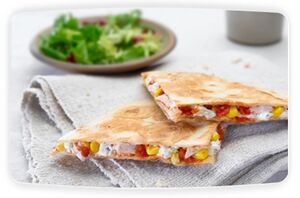 Philadelphia chicken and sweetcorn quesadillas