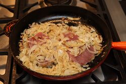 One side cooked, ready to turn over