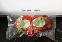 Rib-eye steak onion sage and red pepper sealed