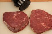 Fillet steaks treated with a meat tenderiser