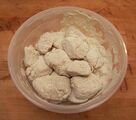 Coated with masa harina after the egg-white and cornflour stage