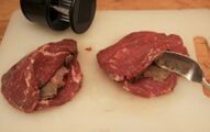 Fillet steaks filled with chicken liver pate