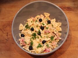 Creamy crab farfalle salad