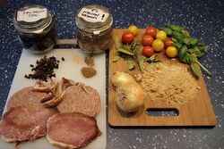 The basic ingredients - we actually used about 3 times this amount of breadcrumbs