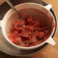 Drained tomato topping