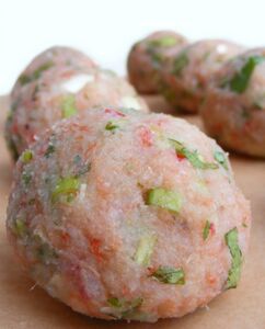Formed into balls