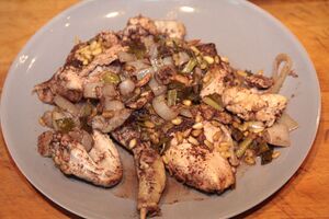 Sumac baked chicken with pine nuts