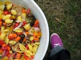 Tomato and garlic pasta salad
