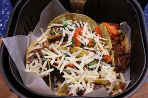 Pulled beef taco shells ready top cook