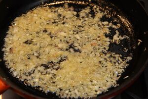 Shallots and garlic sautéed in butter