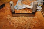 Half of the dried shrimp chopped with a mezzaluna