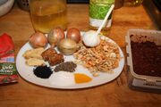 The ingredients for shrimp balchao